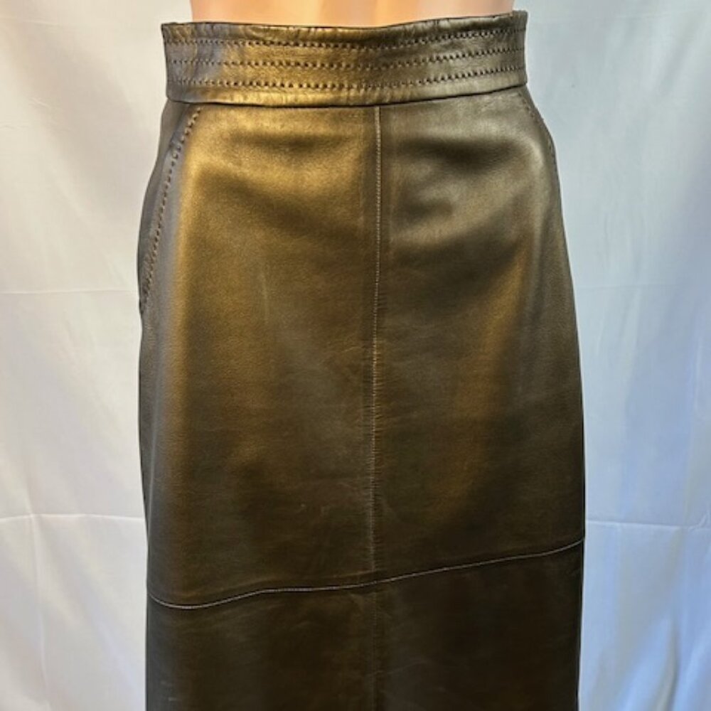 MaxMara - Orange Leather Skirt
